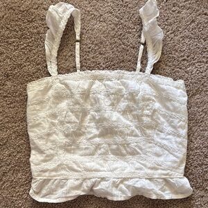 Abercrombie & Fitch White Smocked Ruffle Tank